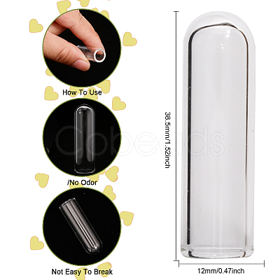 12Pcs Transparent Glass Straw Dustproof Covers AJEW-FG0002-37A-1