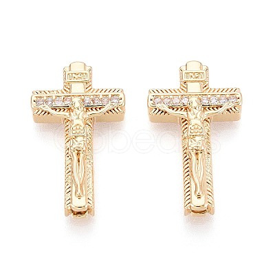 Religion Brass Micro Pave Clear Cubic Zirconia Beads KK-T080-90G-1