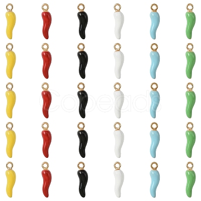 30Pcs 6 Colors Alloy Enamel Pendants ENAM-YW0005-78-1