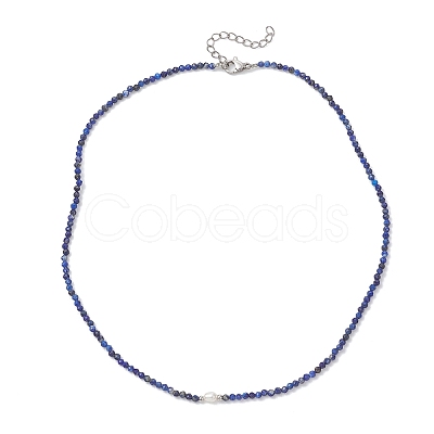2MM Faceted Round Natural Lapis Lazuli Beaded Necklaces NJEW-JN05918-01-1