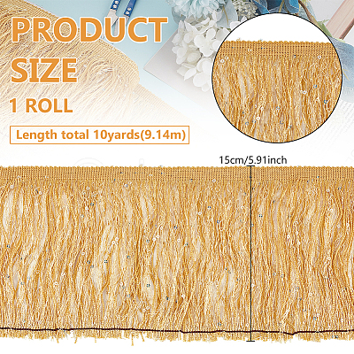 Paillette Tassel Polyester Ribbon Trim OCOR-WH0078-145C-1