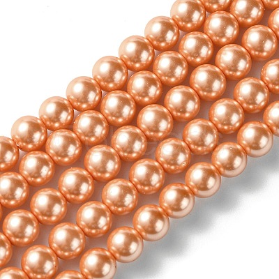 Eco-Friendly Dyed Glass Pearl Round Beads Strands HY-A002-8mm-RB057-1