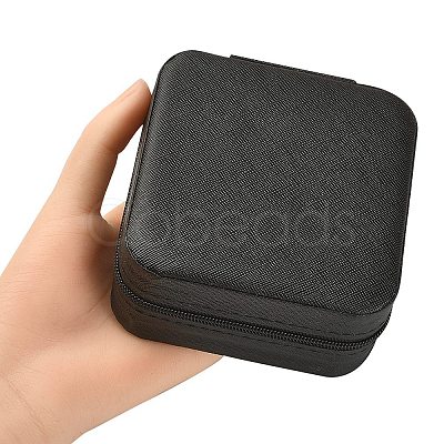 Imitation Leather Jewelry Zipper Box LBOX-T001-01D-1