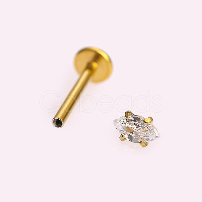 316L Stainless Steel Clear Cubic Zirconia Threadless Labret Stud WGB6B2D-05-1