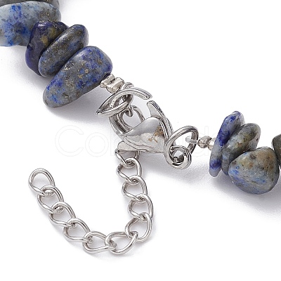 Natural Lapis Lazuli Chips Beaded Bracelet BJEW-JB09686-06-1