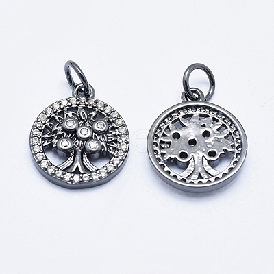 Brass Micro Pave Clear Cubic Zirconia Charms ZIRC-J040-10B-NR-1