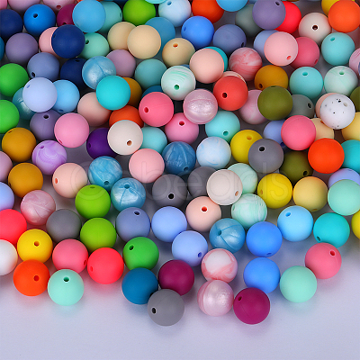 Round Silicone Focal Beads SI-JX0046A-91-1