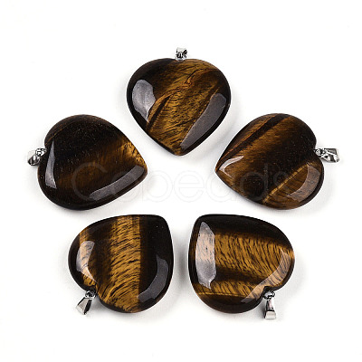 Natural Tiger Eye Pendants G-S364-006D-1