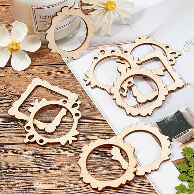 Undyed Wood Pendants WOOD-I004-36-1
