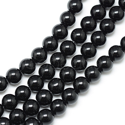 Synthetic Black Stone Bead Strands G-R345-10mm-35-1-1