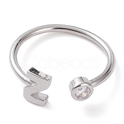 Brass Micro Pave Clear Cubic Zirconia Cuff Rings RJEW-J074-01P-Z-1