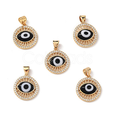 Lampwork Evil Eye Pendants with Clear Cubic Zirconia ZIRC-L102-11G-03-1