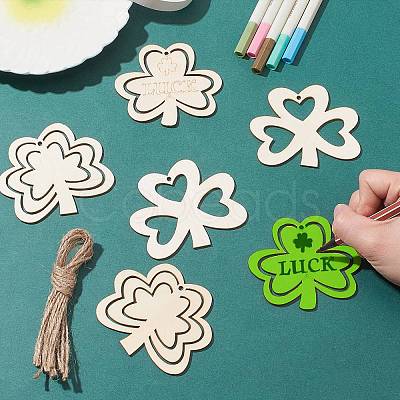 3 Sets 3 Styles Saint Patrick's Day Theme Wood Big Pendant Decorations HJEW-CJ0001-05-1