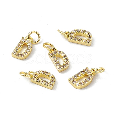 Real 18K Gold Plated Brass Micro Pave Clear Cubic Zirconia Charms KK-E068-VB452-D-1