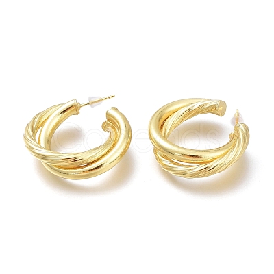 Brass Half Hoop Earrings EJEW-H104-02G-1