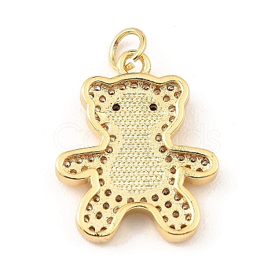 Brass Cubic Zirconia with Shell Pendants KK-K342-07G-1