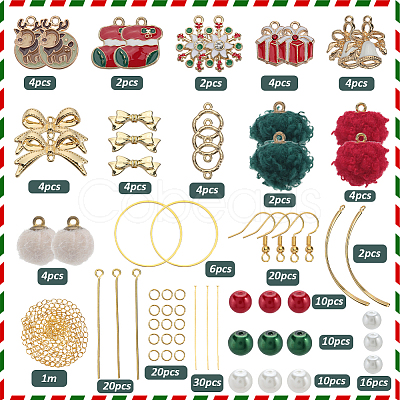 Christmas Theme DIY Fibre & Alloy Enamel Pendant Earring Making Kits DIY-SC0028-32-1