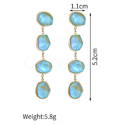 304 Stainless Steel & Glass Dangle Stud Earrings WGE7ABD-01-1