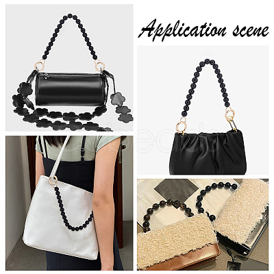 Black Plastic Imitation Pearl Round Beaded Bag Handles FIND-WH0127-22B-1