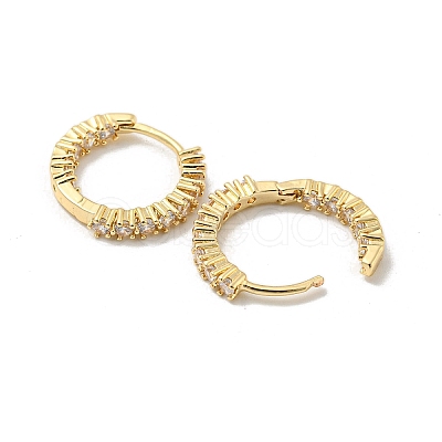 Brass Micro Pave Clear Cubic Zirconia Hoop Earrings EJEW-E295-07KCG-1