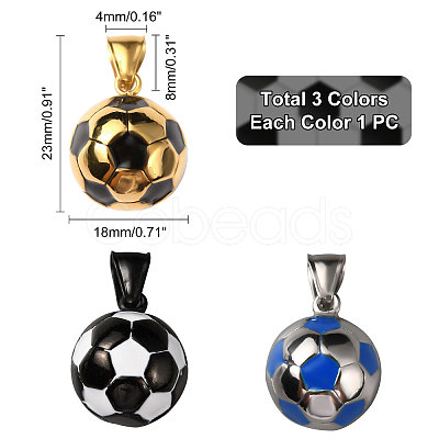 3Pcs 3 Colors Stainless Steel Pendants STAS-UN0039-74-1