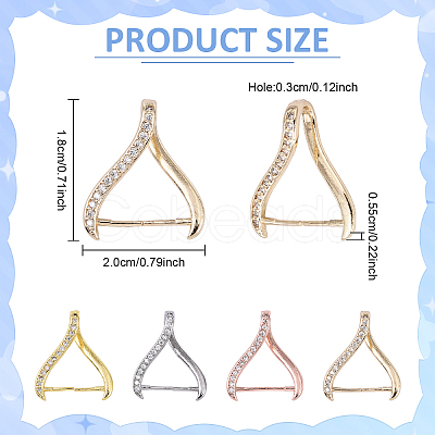 4Pcs 4 Colors Rack Plating Brass Micro Pave Cubic Zirconia Ice Pick Pinch Bails KK-YW0003-43-1