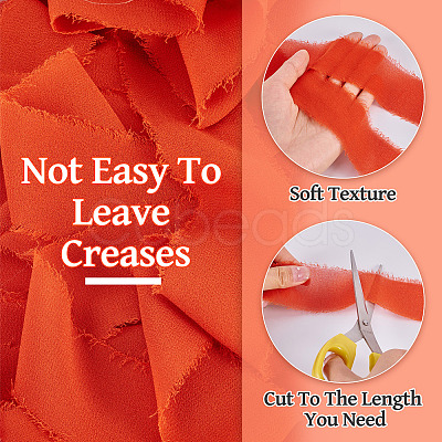 4 Rolls 4 Colors Frayed Polyester Ribbon OCOR-TA0002-87D-1