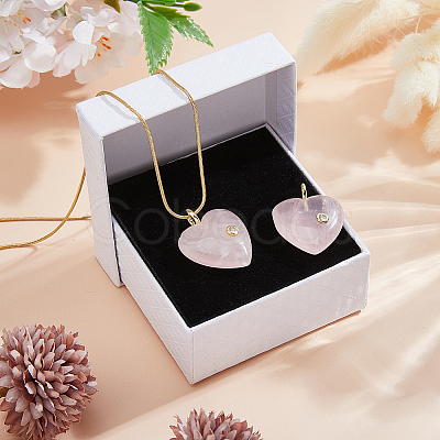 2Pcs Natural Rose Quartz Pendants G-FH0002-76B-1