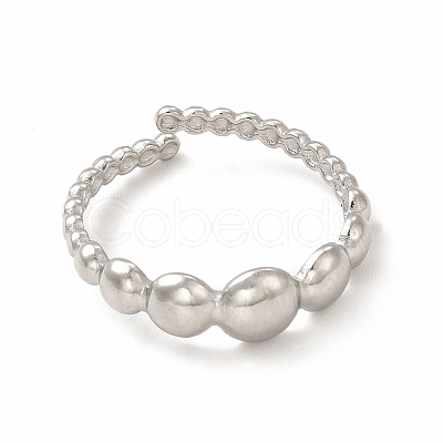 Non-Tarnish 304 Stainless Steel Flat Round Open Cuff Ring for Women RJEW-B027-10P-1