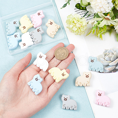14Pcs 7 Colors Bear Food Grade Eco-Friendly Silicone Beads SIL-GO0001-09-1
