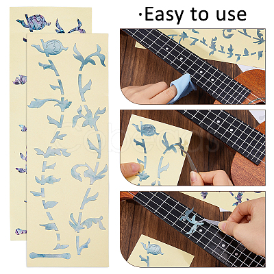 4 Sheets 4 Colors Paper Picture Stickers for Guitar Fingerboard Decoration STIC-FH0001-31-1