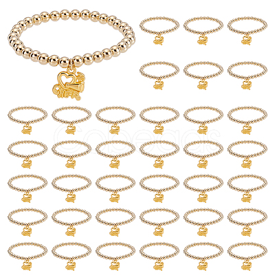36Pcs CCB Plastic Round Bead Bracelets BJEW-DR00021-1