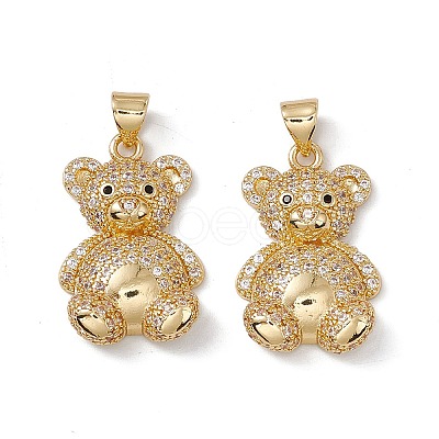 Brass Micro Pave Cubic Zirconia Pendants KK-B061-16G-1