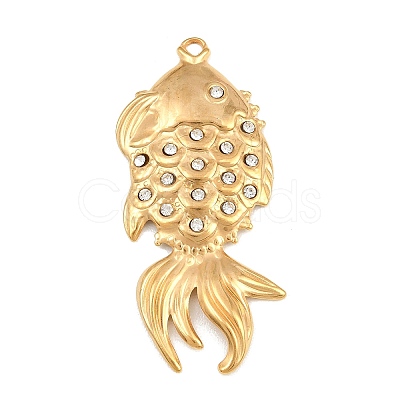 304 Stainless Steel with Crystal Rhinestone Big Pendants SA-CBABA5E-11G-1