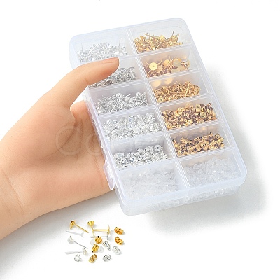 800Pcs 7 Style Iron & Plastic Stud Earring Findings DIY-YW0006-91-1