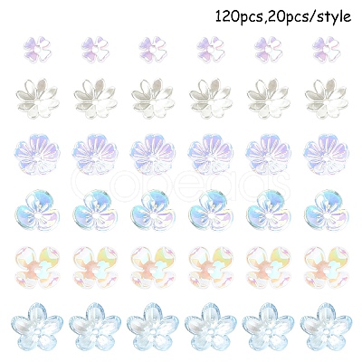 120Pcs 6 Styles Mixed Styles Acrylic Bead Caps SACR-YW0001-65-1