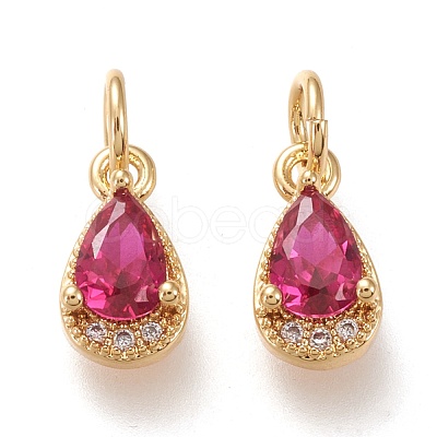 Brass Micro Pave Clear Cubic Zirconia Charms X-KK-F820-15A-G-1