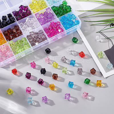 225Pcs 15 Colors Transparent Acrylic Beads OACR-ME0001-03-1