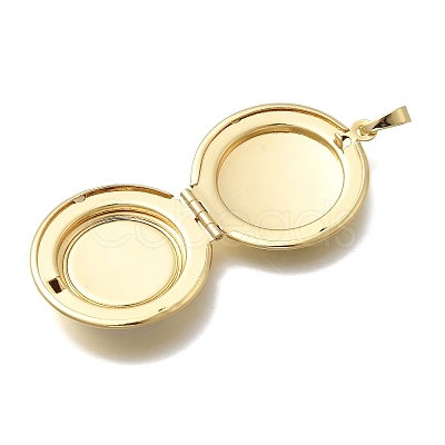 Brass Flat Round Locket Pendants KK-D431-029B-G-1