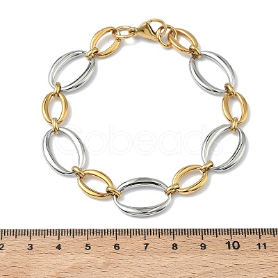 Two Tone 304 Stainless Steel Oval Link Chain Bracelets for Women BJEW-F533-02F-G-1