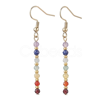 Natural Mixed Stone Round Dangle Earrings EJEW-JE06667-01-1