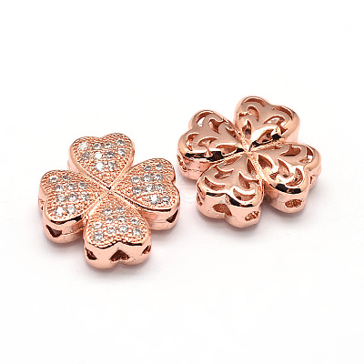 Clover Brass Micro Pave Cubic Zirconia Beads ZIRC-E010-10-1