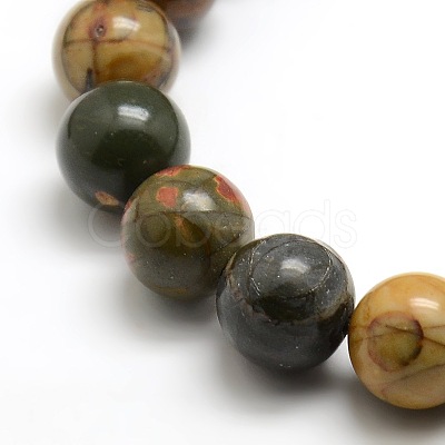 Round Natural Picasso Beads Strands G-P062-64-1