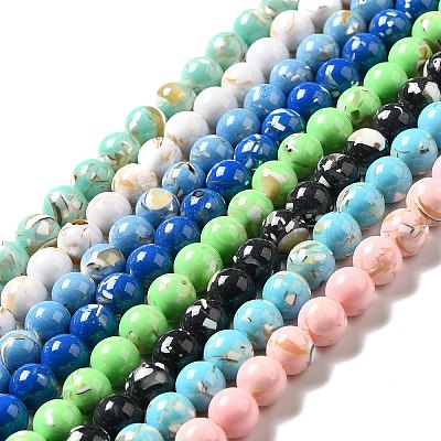 Synthetic Turquoise and Sea Shell Assembled Beads Strands G-D482-01C-1