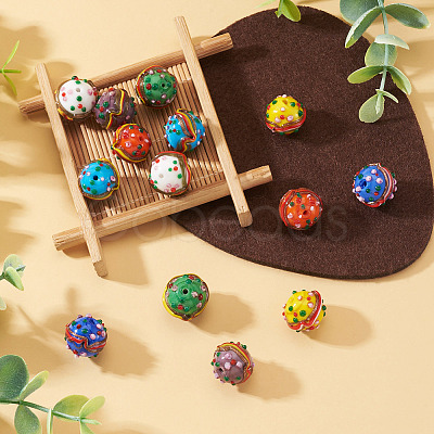 14Pcs 7 Colors Handmade Lampwork Bumpy Beads LAMP-TA0002-42-1