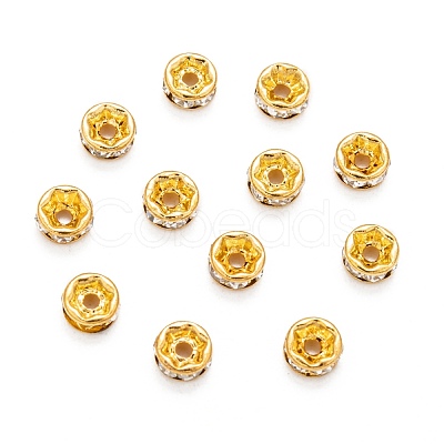 Brass Rhinestone Spacer Beads RB-A014-Z5mm-01G-1