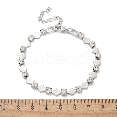 304 Stainless Steel Rhinestone Cup Chain Bracelets for Women BJEW-F488-26G-P-1