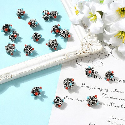 18Pcs 6 Styles Tibetan Style Alloy Beads FIND-CJ0005-74-1