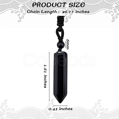 Natural Obsidian Bullet Pendant Necklace JN1043C-1