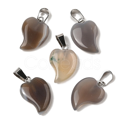Natural Grey Agate Pendants G-B127-11P-10-1